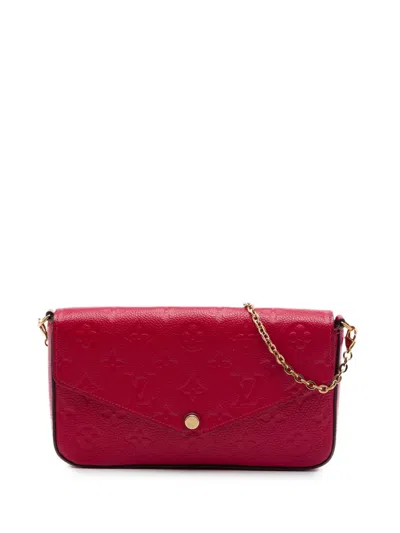 Pre-owned Louis Vuitton 2018 Monogram Empreinte Pochette Felicie Crossbody Bag In Red
