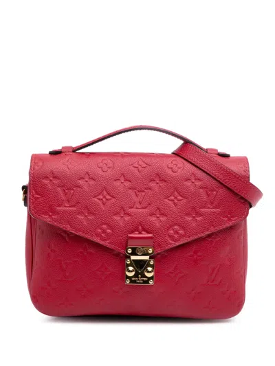 Pre-owned Louis Vuitton 2018 Monogram Empreinte Pochette Metis Satchel In Red