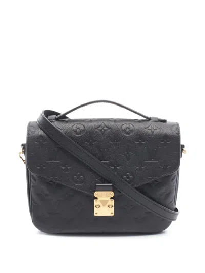 Pre-owned Louis Vuitton 2018 Monogram Empreinte Pochette Metis Satchel In Black