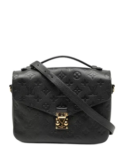Pre-owned Louis Vuitton 2018 Monogram Empreinte Pochette Metis Satchel In Black