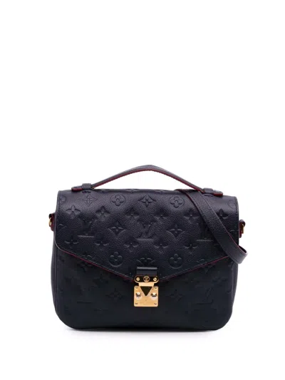 Pre-owned Louis Vuitton 2018 Monogram Empreinte Pochette Metis Satchel In Blue