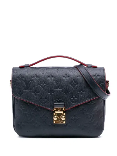 Pre-owned Louis Vuitton 2018 Monogram Empreinte Pochette Metis Satchel In Blue