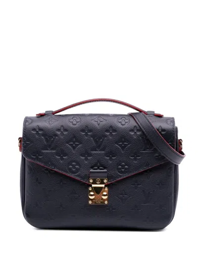 Pre-owned Louis Vuitton 2018 Monogram Empreinte Pochette Metis Satchel In Blue