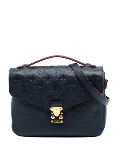 Pre-owned Louis Vuitton 2018 Monogram Empreinte Pochette Metis Satchel In Blue
