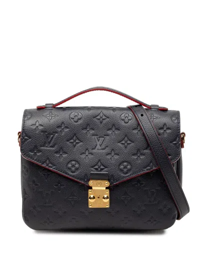 Pre-owned Louis Vuitton 2018 Monogram Empreinte Pochette Metis Satchel In Blue