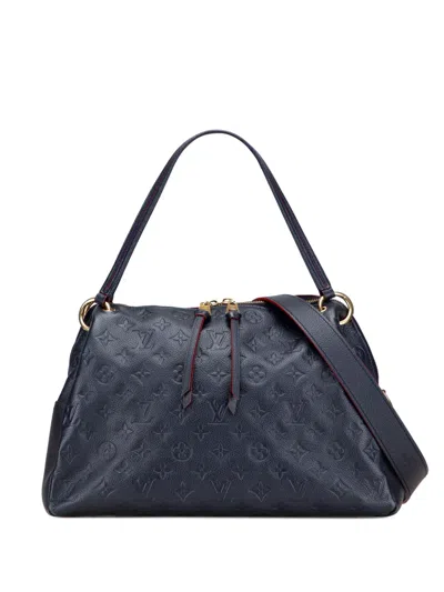 Pre-owned Louis Vuitton 2018 Monogram Empreinte Ponthieu Pm Satchel In Blue