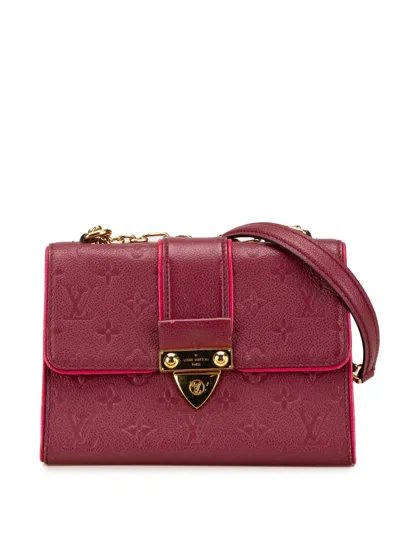 Pre-owned Louis Vuitton 2018 Monogram Empreinte Saint Sulpice Bb Crossbody Bag In Red