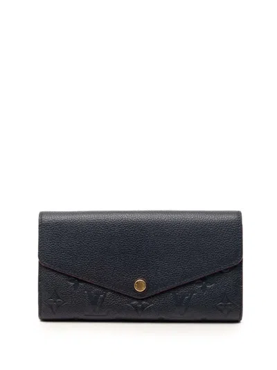 Pre-owned Louis Vuitton 2018 Monogram Empreinte Sarah Wallet Long Wallets In Blue