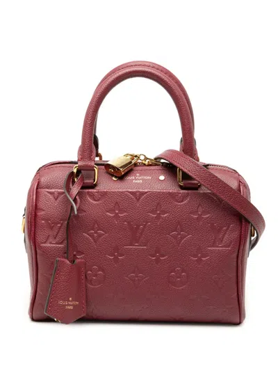 Pre-owned Louis Vuitton 2018 Monogram Empreinte Speedy Bandouliere 20 Satchel In Red