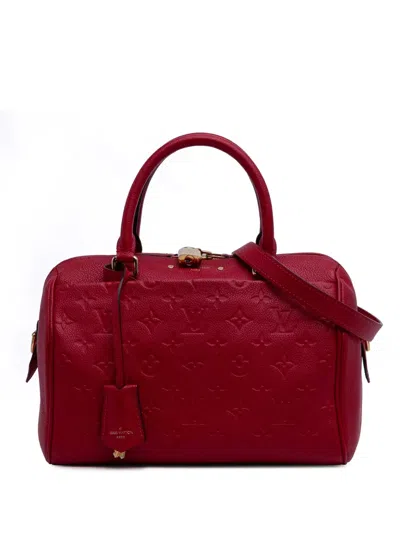 Pre-owned Louis Vuitton 2018 Monogram Empreinte Speedy Bandouliere 25 Satchel In Red