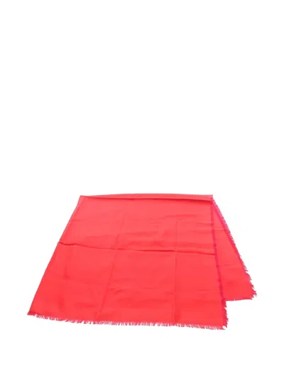 Pre-owned Louis Vuitton 2018 Monogram Fringed Stall Shawl In Red