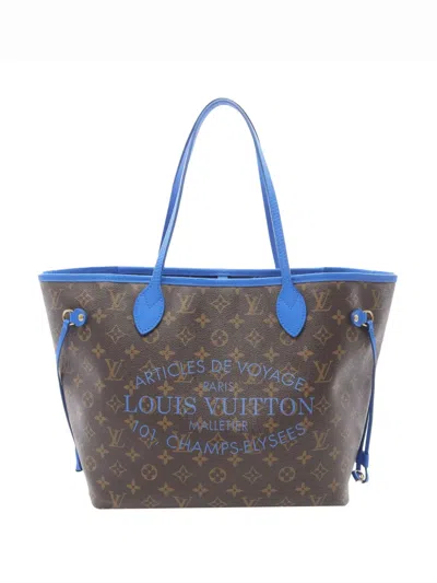 Pre-owned Louis Vuitton 2018 Monogram Ikat Neverfull Mm Tote Bag In Brown
