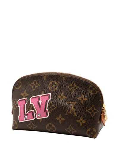 Pre-owned Louis Vuitton 2018 Monogram Lv Story Cosmetic Pm Pouch In Brown