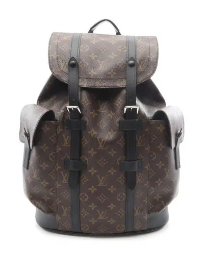 Pre-owned Louis Vuitton 2018 Monogram Macassar Christopher Mm Backpack In Brown