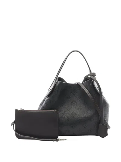 Pre-owned Louis Vuitton 2018 Monogram Mahina Hina Pm Satchel In Black