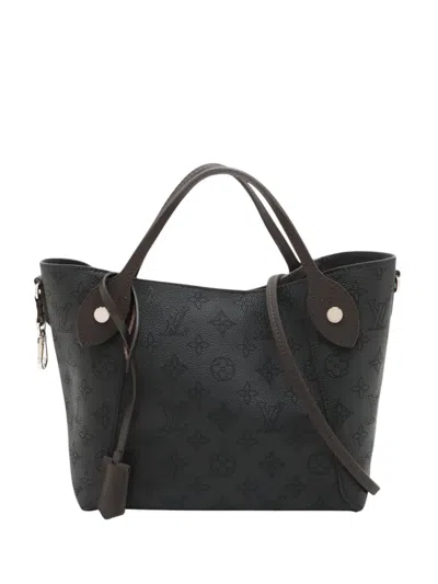 Pre-owned Louis Vuitton 2018 Monogram Mahina Hina Pm Satchel In Black
