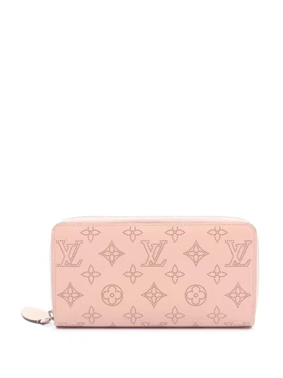 Pre-owned Louis Vuitton 2018 Monogram Mahina Zippy Wallet Long Wallets In Pink