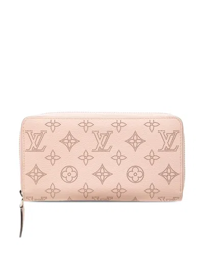 Pre-owned Louis Vuitton 2018 Monogram Mahina Zippy Wallet Long Wallets In Pink
