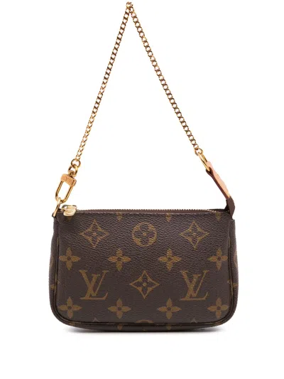 Pre-owned Louis Vuitton 2018 Monogram Mini Pochette Accessoires Handbag In Brown