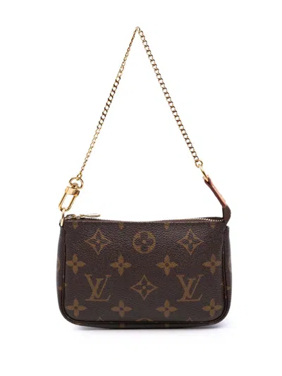 Pre-owned Louis Vuitton 2018 Monogram Mini Pochette Accessoires Handbag In Brown