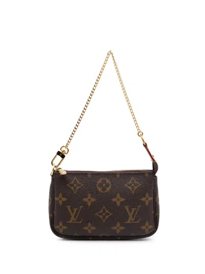 Pre-owned Louis Vuitton 2018 Monogram Mini Pochette Accessoires Handbag In Brown