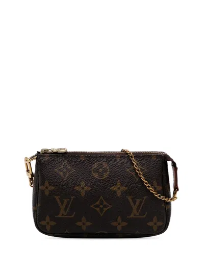 Pre-owned Louis Vuitton 2018 Monogram Mini Pochette Accessoires Handbag In Brown