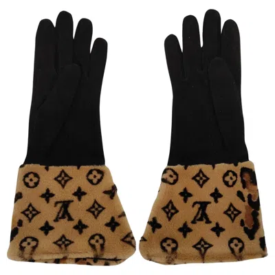 Pre-owned Louis Vuitton 2018 Monogram Mink Fur And Black Suede Gloves