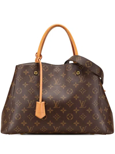 Pre-owned Louis Vuitton 2018 Monogram Montaigne Mm Satchel In Brown