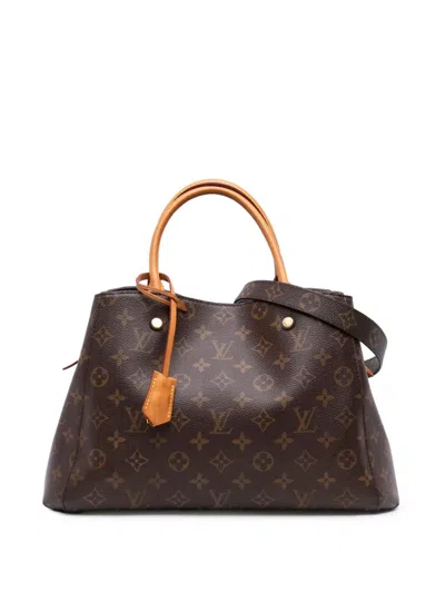 Pre-owned Louis Vuitton 2018 Monogram Montaigne Mm Satchel In Brown