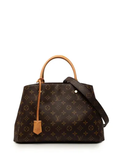 Pre-owned Louis Vuitton 2018 Monogram Montaigne Mm Satchel In Brown