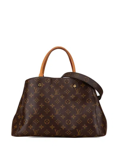 Pre-owned Louis Vuitton 2018 Monogram Montaigne Mm Satchel In Brown