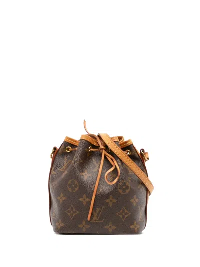Pre-owned Louis Vuitton 2018 Monogram Nano Noe Bucket Bag In Brown