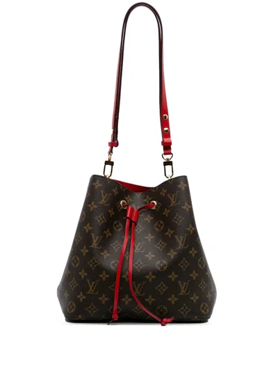 Pre-owned Louis Vuitton 2018 Monogram Neonoe Mm Bucket Bag In Brown
