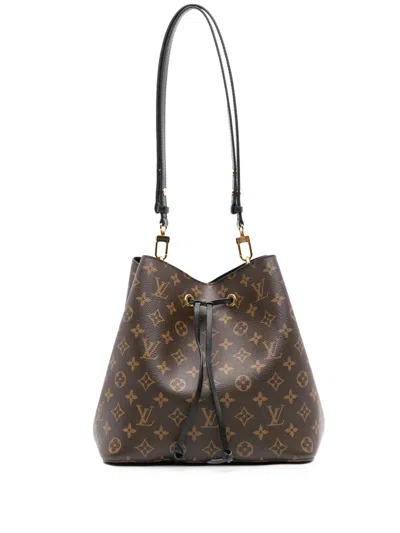 Pre-owned Louis Vuitton 2018 Monogram Neonoe Mm Bucket Bag In Black
