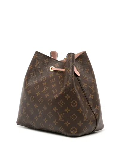 Pre-owned Louis Vuitton 2018 Monogram Neonoe Mm Bucket Bag In Brown