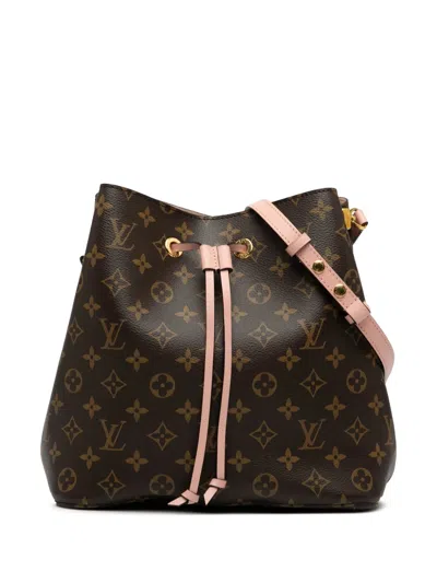 Pre-owned Louis Vuitton 2018 Monogram Neonoe Mm Bucket Bag In Brown