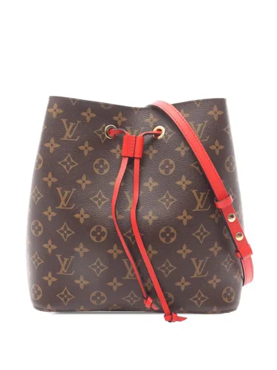 Pre-owned Louis Vuitton 2018 Monogram Neonoe Mm Bucket Bag In Brown