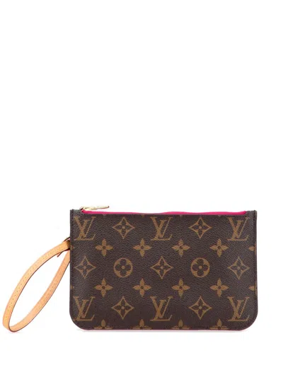 Pre-owned Louis Vuitton 2018 Monogram Neverfull Pouch In Brown