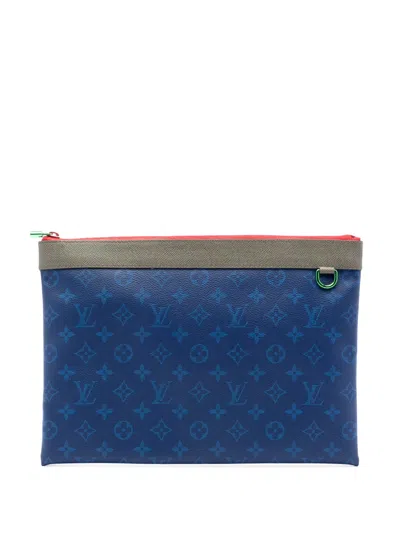 Pre-owned Louis Vuitton 2018 Monogram Pacific Outdoor Apollo Pochette Clutch Bag In Blue