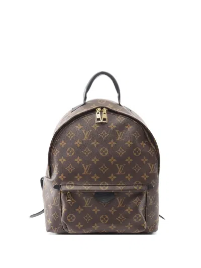 Pre-owned Louis Vuitton 2018 Monogram Palm Springs Mm Backpack In Brown