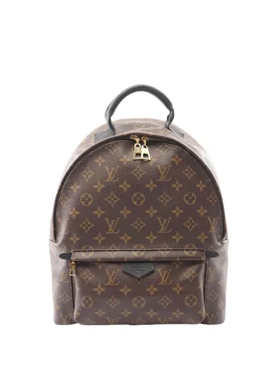 Pre-owned Louis Vuitton 2018 Monogram Palm Springs Mm Backpack In Brown