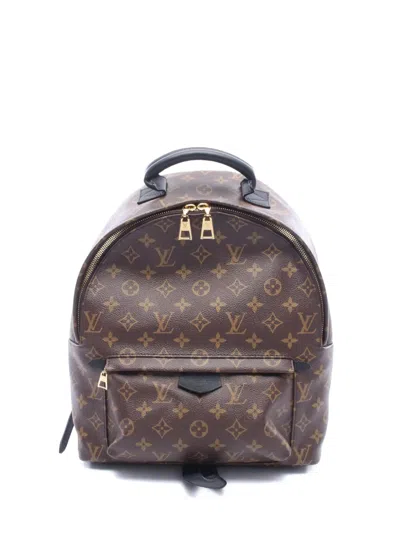 Pre-owned Louis Vuitton 2018 Monogram Palm Springs Mm Backpack In Brown