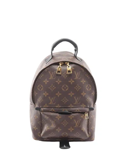 Pre-owned Louis Vuitton 2018 Monogram Palm Springs Pm Backpack In Brown