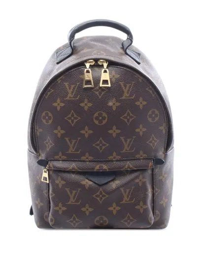 Pre-owned Louis Vuitton 2018 Monogram Palm Springs Pm Backpack In Brown