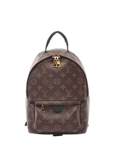 Pre-owned Louis Vuitton 2018 Monogram Palm Springs Pm Backpack In Brown