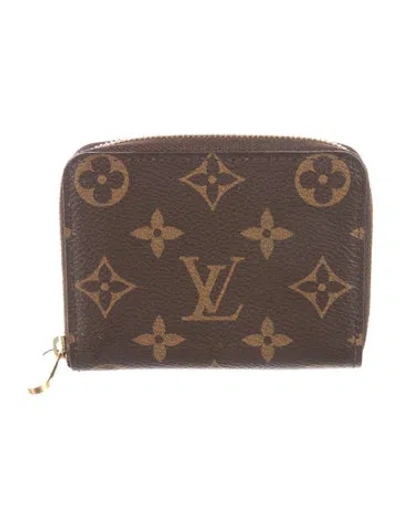 Pre-owned Louis Vuitton 2018 Monogram Pattern Zippy Coin Purse In Brown
