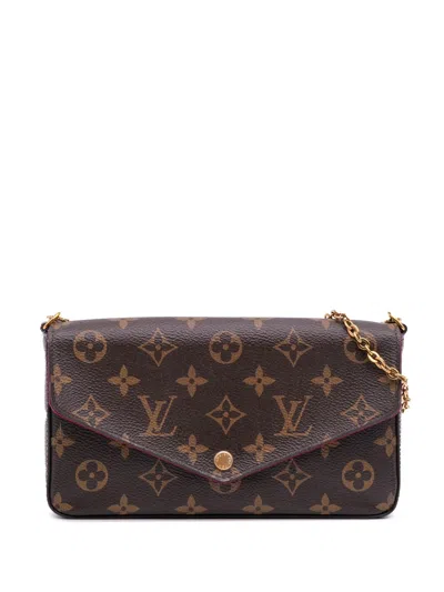 Pre-owned Louis Vuitton 2018 Monogram Pochette Felicie Crossbody Bag In Brown