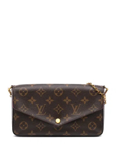 Pre-owned Louis Vuitton 2018 Monogram Pochette Felicie Crossbody Bag In Brown