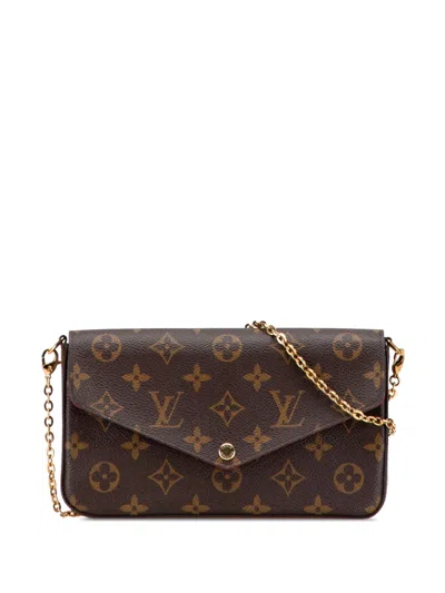 Pre-owned Louis Vuitton 2018 Monogram Pochette Felicie Crossbody Bag In Brown