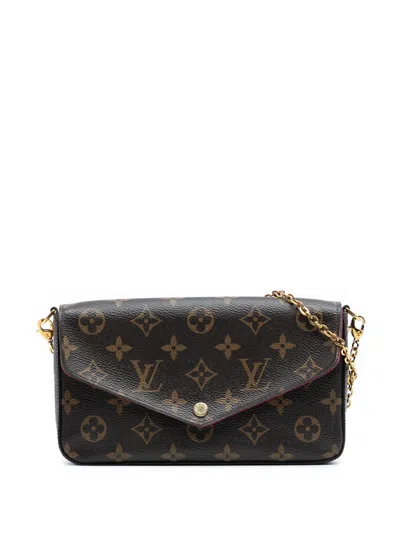 Pre-owned Louis Vuitton 2018 Monogram Pochette Felicie Crossbody Bag In Brown